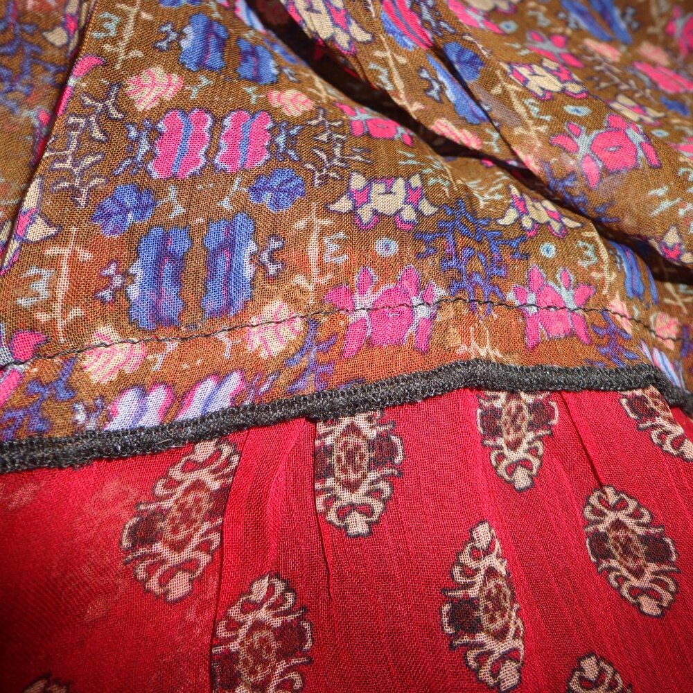 NWOT Sundance Tiered Floral Dress SP Lined Sheer Long Sleeves Multi - Picture 10 of 12